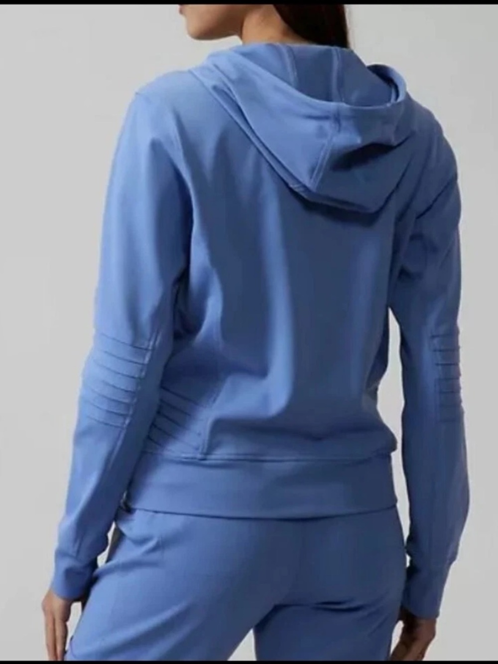 Athleta Venice Moto Hoodie Cottage Blue Small S Half Zip Pullover - Picture 2 of 12